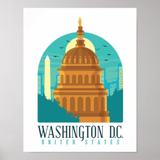 ヴィンテージ ワシントンD.C. アメリカ合衆国議会議事堂 ポスター (正面)