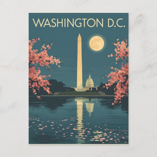 ヴィンテージ ワシントンD.C. 桜の花 旅行 ポストカード (正面)