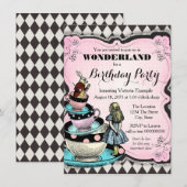 ヴィンテージ ワンダーランド バースデーパーティー 招待状 (正面/裏面)