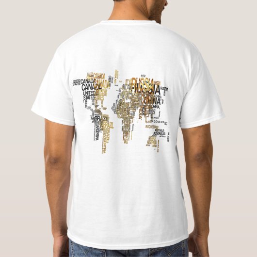 ヴィンテージ ワールドマップ Tシャツ、芸術的な地理 旅行 Tシャツ (裏面)