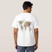ヴィンテージ ワールドマップ Tシャツ、芸術的な地理 旅行 Tシャツ (裏面フル)
