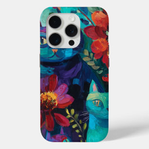 ヴィンテージ ヴァン ゴッホ アート - 花の中の猫 iPhone 15 PROケース
