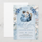 ヴィンテージ ヴィクトリアン女性のティーパーティー ブライダル 招待状 (正面/裏面)