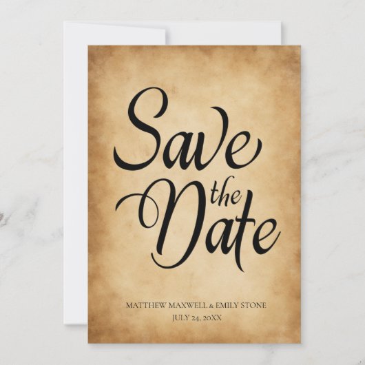 ヴィンテージ ヴィクトリアン オールドパーチメント ウェディング RSVP 招待状 (正面)