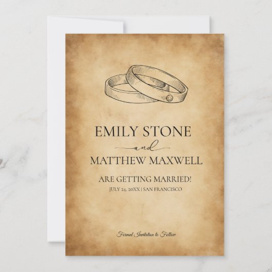 ヴィンテージ ヴィクトリアン オールドパーチメント ウェディング RSVP 招待状 (裏面)