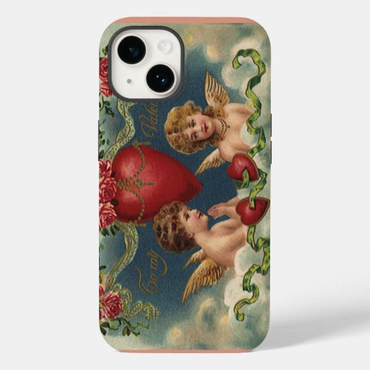 ヴィンテージ ヴィクトリアン バレンタインデーの天使が天国に Case-Mate iPhoneケース (裏面)
