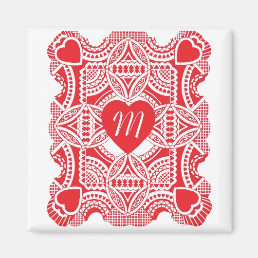 ヴィンテージ ヴィクトリアン バレンタインデー ハート型抜き マグネット (正面)