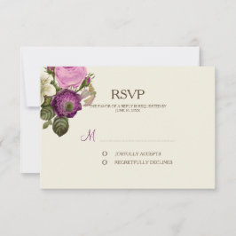 ヴィンテージ ヴィクトリアン ボタニカル プラム RSVP 返信カード