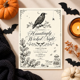 ヴィンテージ ヴィクトリアン レイヴン ハロウィン ゴシック パーティー 招待状