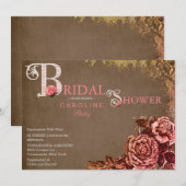 ヴィンテージ ヴィクトリアン ローズ ブライダル シャワー 招待状 (正面/裏面)