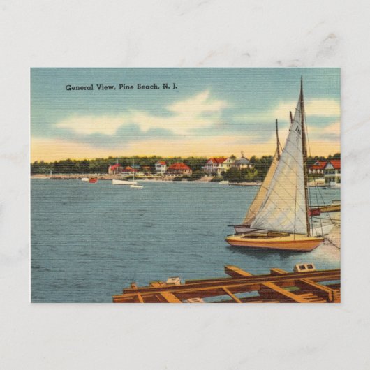 ヴィンテージ、一般ビュー、パインビーチ、ニュージャージー ポストカード (正面)