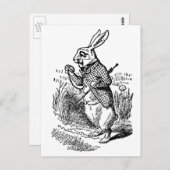 ヴィンテージ　不思議の国のアリス　白ウサギの時計 ポストカード (正面/裏面)