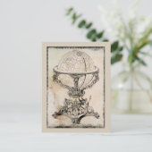 ヴィンテージ 世界地図 グローブ 印刷 ポストカード (スタンド正面)