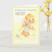 ヴィンテージ – 両国のベビーへようこそ。 カード (黄色い花)