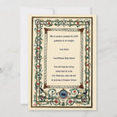 ヴィンテージ「中世」彩飾卒業式の案内 招待状 (裏面)