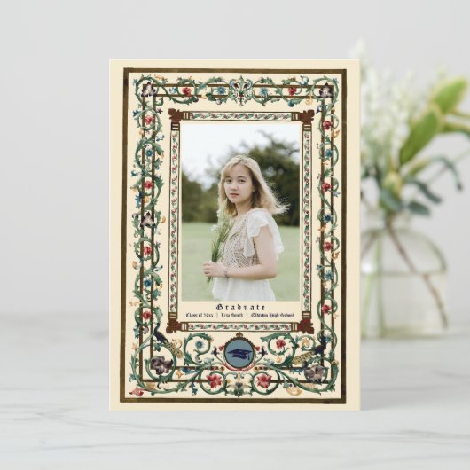 ヴィンテージ「中世」照明付き卒業 招待状 (スタンド正面)