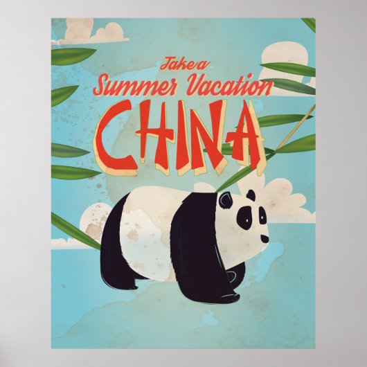 ヴィンテージ 中国 パンダ 旅行 ポスター (正面)