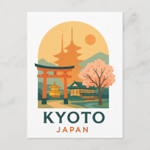 ヴィンテージ 京都 日本 旅行 ミニマリスト パゴダ ポストカード