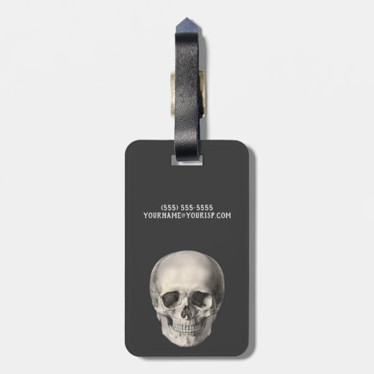 ヴィンテージ 人体解剖学 スカル, ハロウィン スケルトン ラゲッジタグ (裏面縦)