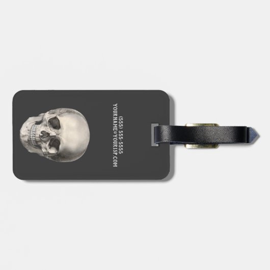 ヴィンテージ 人体解剖学 スカル, ハロウィン スケルトン ラゲッジタグ (裏面横)