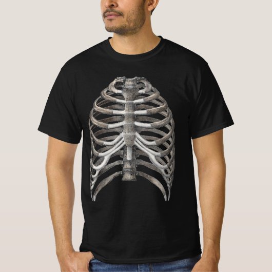 ヴィンテージ 人体骨格 解剖学 骨 リブ 骨 Tシャツ (正面)