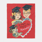 ヴィンテージ「先生へのバレンタイン」レトロ卒業 フリースブランケット (正面)