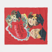 ヴィンテージ「先生へのバレンタイン」レトロ卒業 フリースブランケット (正面(横))