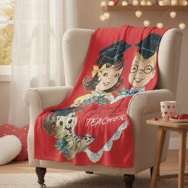 ヴィンテージ「先生へのバレンタイン」レトロ卒業 フリースブランケット