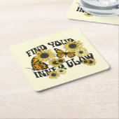 ヴィンテージ |内側の光彩を見つける スクエアペーパーコースター (アングル)