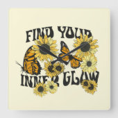 ヴィンテージ |内側の光彩を見つける スクエア壁時計 (正面)