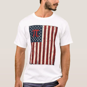 ヴィンテージ 円周率 アメリカ国旗 数学教師 Tシャツ デザイン