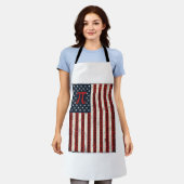 ヴィンテージ 円周率 アメリカ国旗 数学教師 Tシャツ デザイン エプロン (着用した状態)