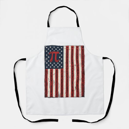 ヴィンテージ 円周率 アメリカ国旗 数学教師 Tシャツ デザイン エプロン (正面)