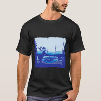 ヴィンテージ 冬のエルク野生生物 グラフィックTシャツ ヴィンテージ Tシャツ