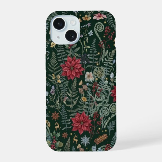 ヴィンテージ 冬のボタニカル iPhoneケース iPhone 15ケース (裏面)