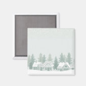 ヴィンテージ 冬の村 クリスマス マグネット (正面/裏面)