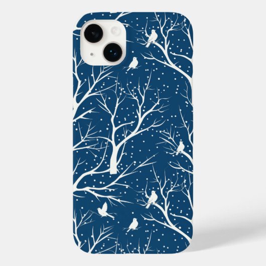 ヴィンテージ 冬 空 白い鳥 雪の結晶 Case-Mate iPhoneケース (裏面)