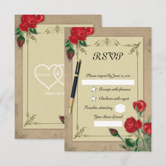 ヴィンテージ 出欠カード (正面/裏面)