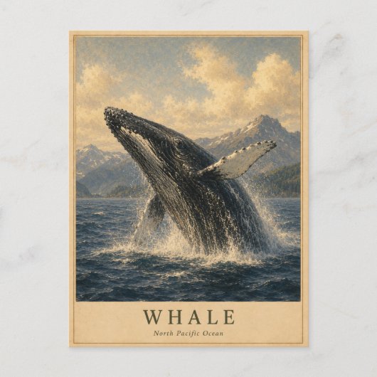 ヴィンテージ 北太平洋のクジラ ポストカード (正面)
