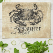 ヴィンテージ〔占星術の〕十二宮図がん キッチンタオル (折り畳み)