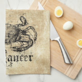 ヴィンテージ〔占星術の〕十二宮図がん キッチンタオル (四つ折り)