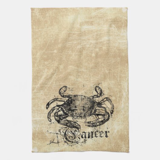 ヴィンテージ〔占星術の〕十二宮図がん キッチンタオル (縦)
