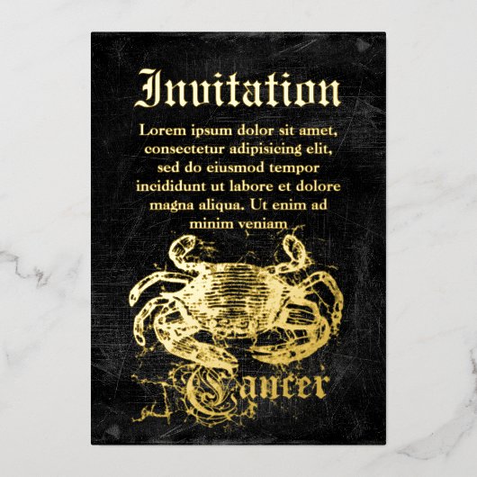 ヴィンテージ〔占星術の〕十二宮図がん 箔招待状 (正面)