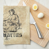 ヴィンテージ〔占星術の〕十二宮図アクエリアス キッチンタオル (四つ折り)