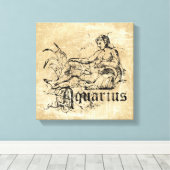 ヴィンテージ〔占星術の〕十二宮図アクエリアス キャンバスプリント (インサイチュ (ウッドフロア))