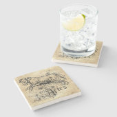 ヴィンテージ〔占星術の〕十二宮図アリ ストーンコースター (横)