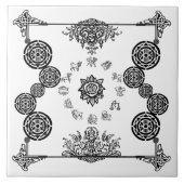 ヴィンテージ〔占星術の〕十二宮図アールデコデザインタイル タイル (正面)