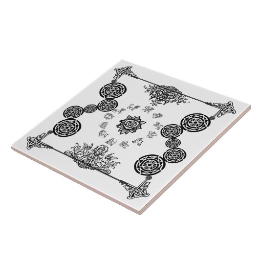 ヴィンテージ〔占星術の〕十二宮図アールデコデザインタイル タイル (側面)