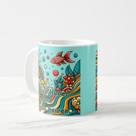 ヴィンテージ〔占星術の〕十二宮図サインPisces in 60sスタイル コーヒーマグカップ (正面左)