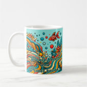 ヴィンテージ〔占星術の〕十二宮図サインPisces in 60sスタイル コーヒーマグカップ (左)